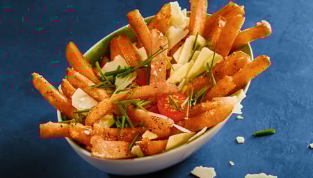 Knoblauch-Käse-Süsskartoffeln